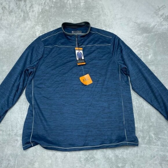 Pebble Beach Mens Performance 1/4 Zip Pullover Blue XXL DRY-LUXE a0084 - Picture 1 of 9